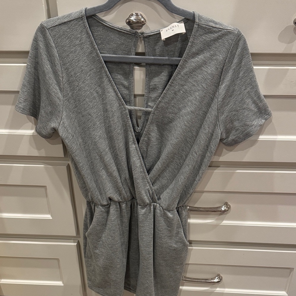 Everly Heather Gray Shorts Jumpsuit